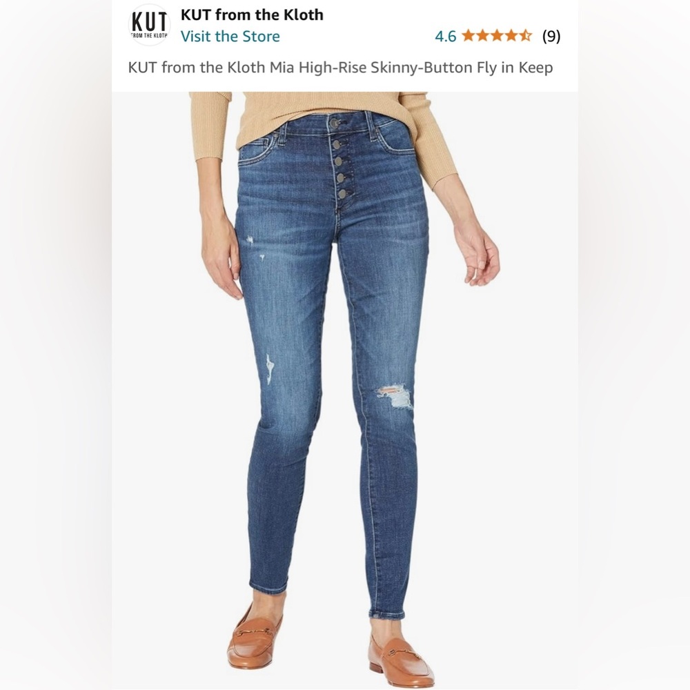 Kut from the Kloth women’s jeans  Mia High-Rise Skinny-Button Fly in Keep